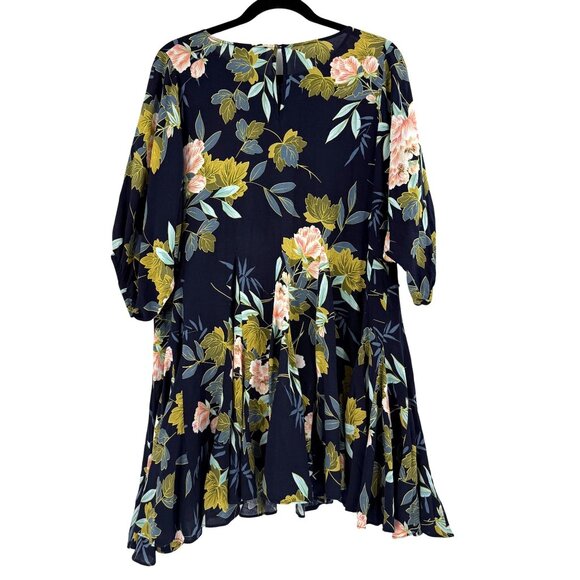 Aakaa Dresses & Skirts - Aakaa Womens Floral Dress S 100% Rayon Navy Long Sleeves
